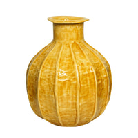 Yellow Pumpkin Vase – Handcrafted Metal Accent Décor